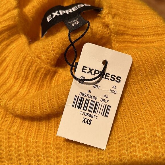 Express gold lightweight soft long mock turtleneck. Acrylic/nylon/spandex blend. - Picture 5 of 5